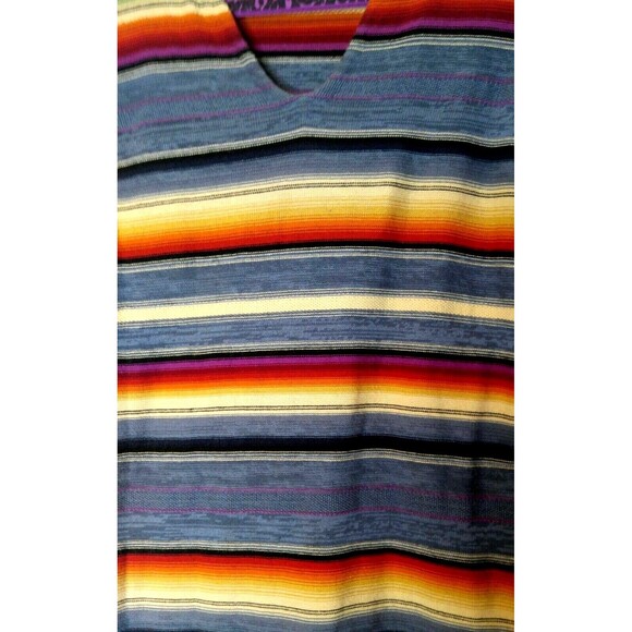 LRL Lauren Jeans Co Ralph Lauren  XS Blue Multi Top Striped Shirt Southwest LS - Picture 6 of 6